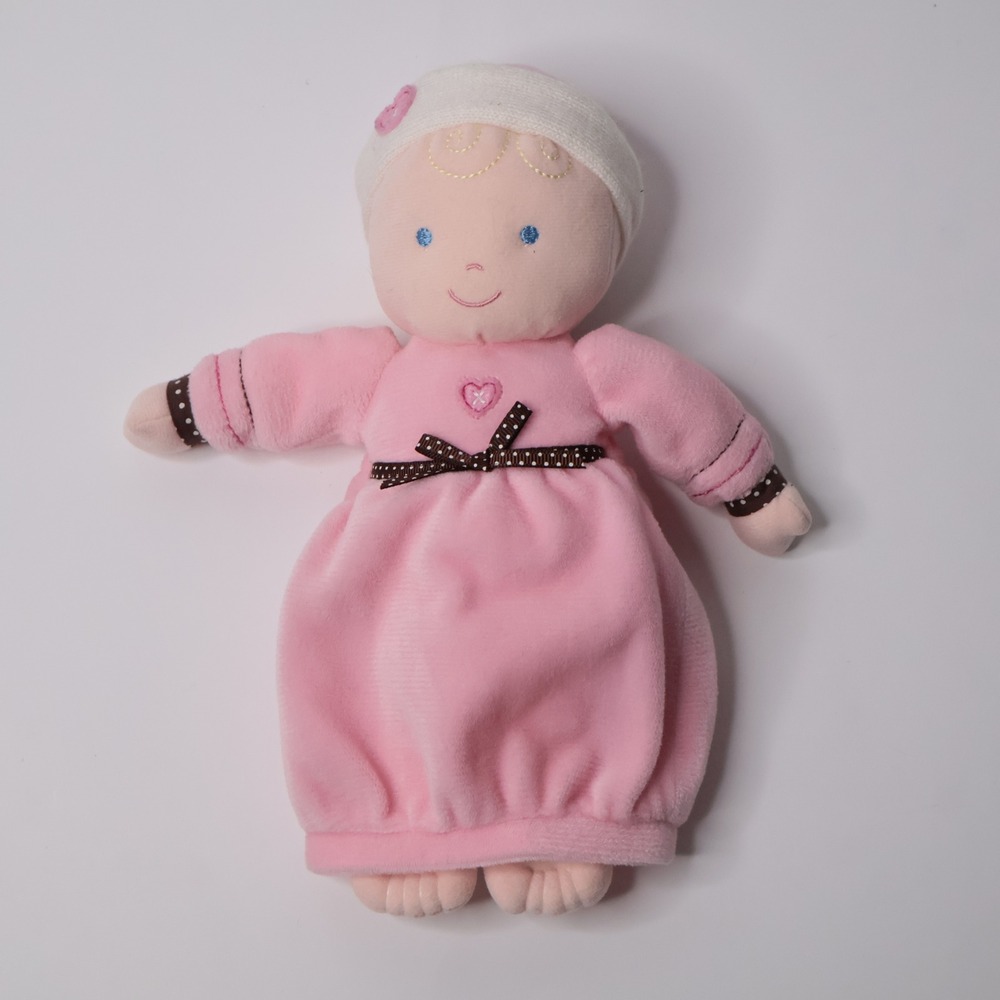 Carters Pink Plush Baby Doll Heart Polka Dot Bow Soft Toy 10" Lovey‎ Toy VTG